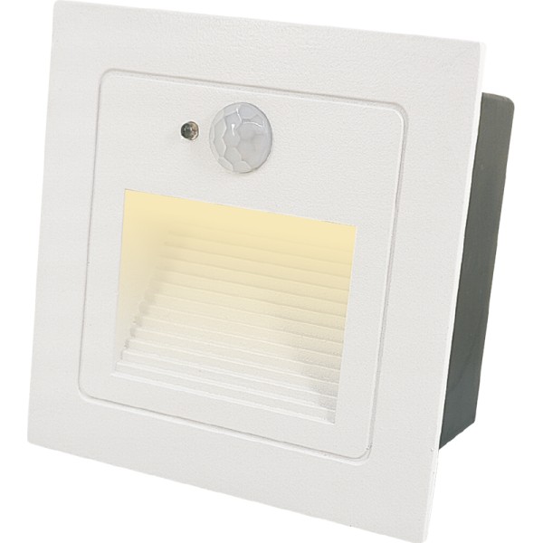 LED Wall Light with Motion Sensor 5W Square Shape WH Body 3000K