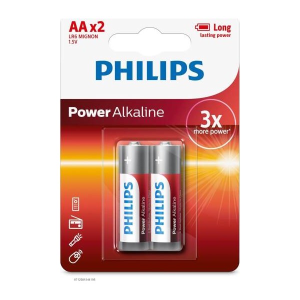 Philips 1.5V Long life LR6 Mignon AA Power Alkaline Battery