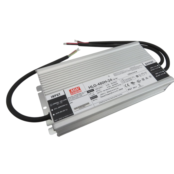 MEAN WELL HLG-480H-24 LED DRIVER 24V-480W-20A IP67