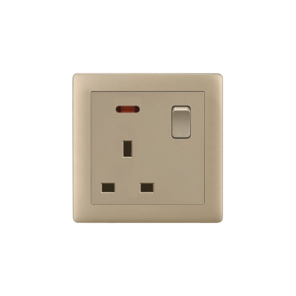 13A SOCKET WITH SWITCH-MATTE GOLDEN SERIES