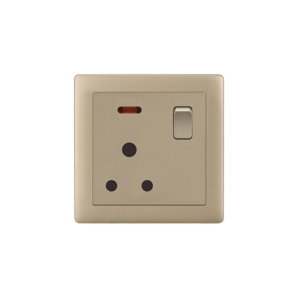 15A SOCKET WITH SWITCH-MATTE GOLDEN SERIES