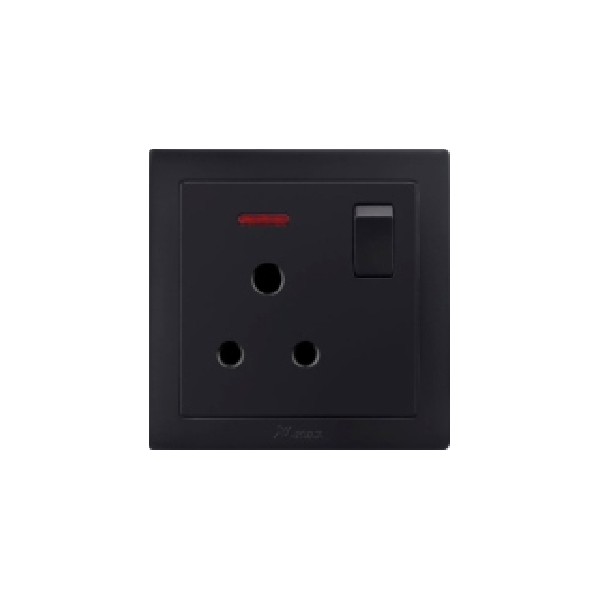 15A SOCKET WITH SWITCH-BLACK SERIES