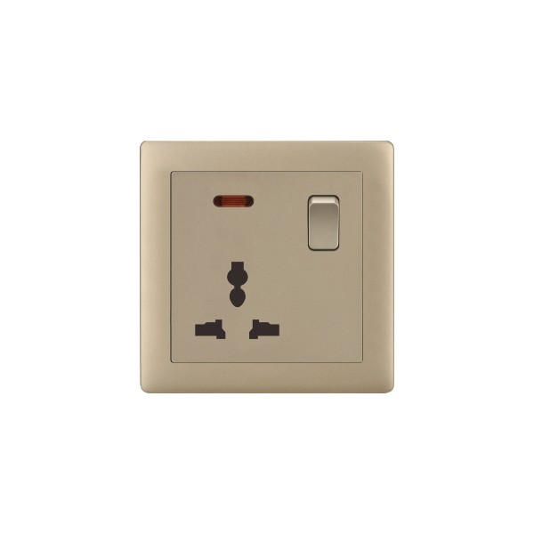 MF SOCKET WITH SWITCH-MATTE GOLDEN SERIES