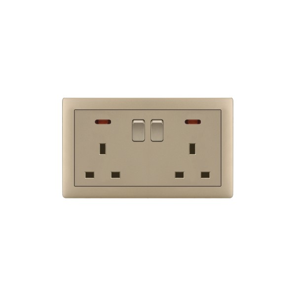 DOUBLE 13A SOCKET WITH SWITCH-MATTE GOLDEN SERIES