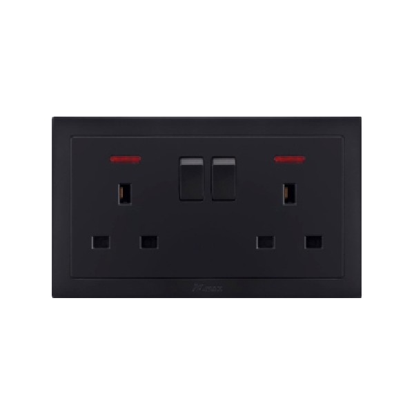Double 13A SOCKET WITH SWITCH-BLACK SERIES
