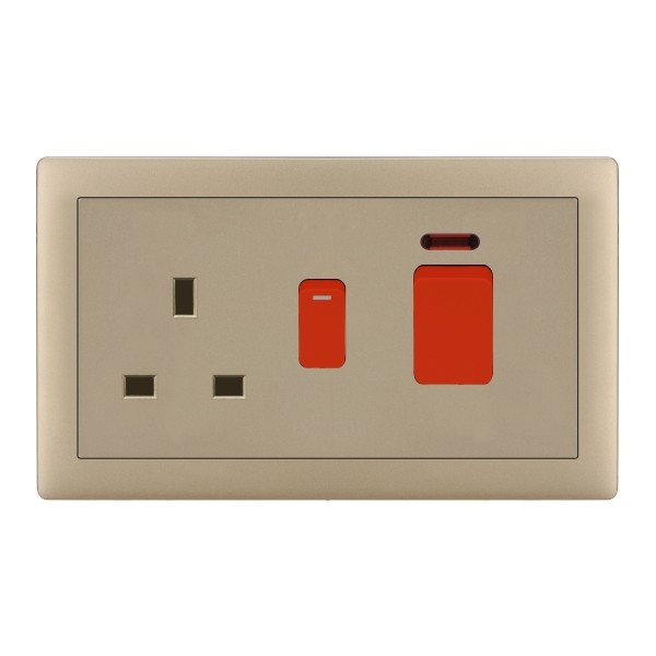 45A COOKER AND 13A SOCKET-MATTE GOLDEN SERIES